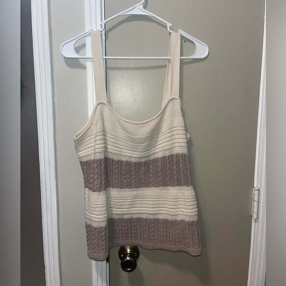 Splendid Tops - Splendid Cream and Tan Striped Tank Top